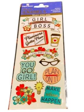 Paper house stickers 10 , girl , boss , plan on it
